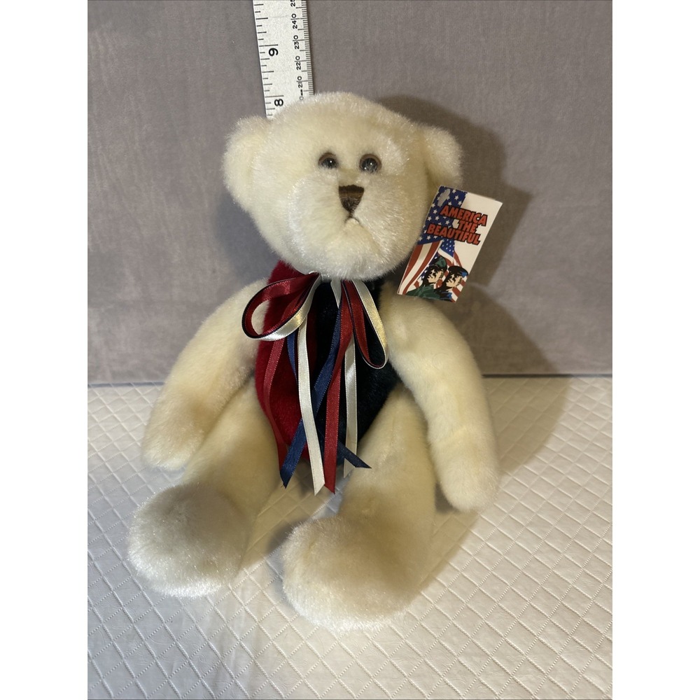 Red White‎ Blue Bear 11" Stuffed Animal Plush Giant Star Corp. Patriotic